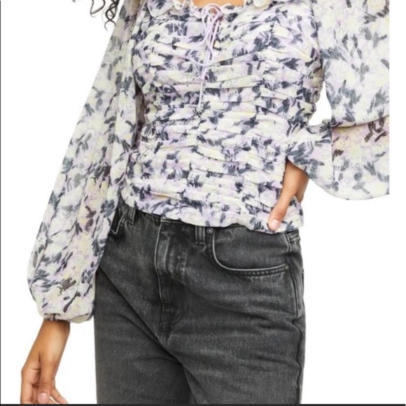 FREE PEOPLE Mabel Blouse Lilac XSmall NWT - Picture 3 of 7